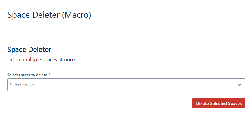 Space Deleter Macro auf einer Confluence Seite